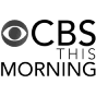A green background with the words cbs this morning in black.