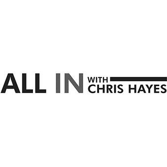 A green background with the words all in with chris hayes written on it.