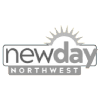 A green background with the word new day northwest in it.